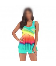 Rainbow Inspired Dress Style High Fashion Women Swimwear - Teal