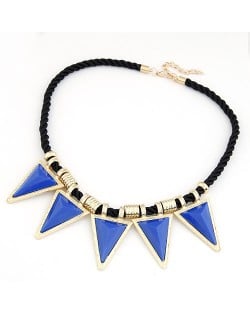 Blue Fashion Resin Triangles Pendants Necklace