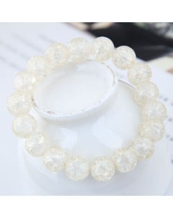 Sweet Fashion Floral Glass Ball Women Bracelet - White