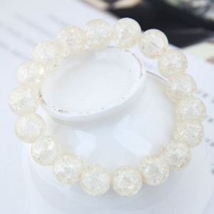 Sweet Fashion Floral Glass Ball Women Bracelet - White