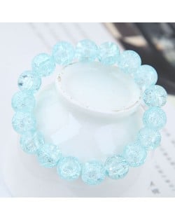 Sweet Fashion Floral Glass Ball Women Bracelet - Blue