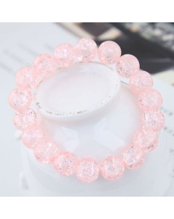 Sweet Fashion Floral Glass Ball Women Bracelet - Pink