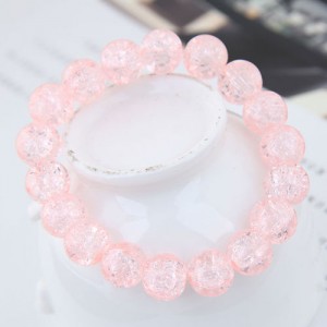 Sweet Fashion Floral Glass Ball Women Bracelet - Pink