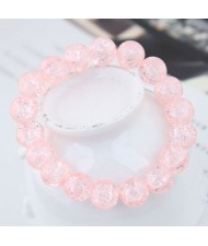 Sweet Fashion Floral Glass Ball Women Bracelet - Pink