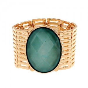 Resin Gem Inlaid Elastic Design Golden High Fashion Bracelet