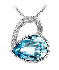 Love At This Moment Austrian Crystal Pendant Necklace - Blue
