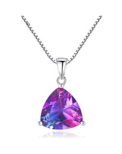 Rainbow Stone Pendant 925 Sterling Silver Necklace