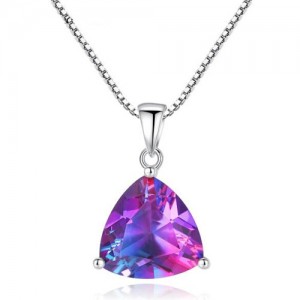 Rainbow Stone Pendant 925 Sterling Silver Necklace