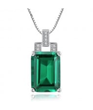 Srilanka Square Gem Pendant 925 Sterling Silver Necklace - Green