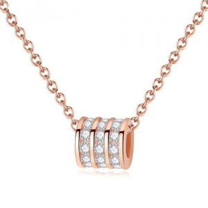 Rhinestone Embellished Bead Design 925 Sterling Silver Necklace
