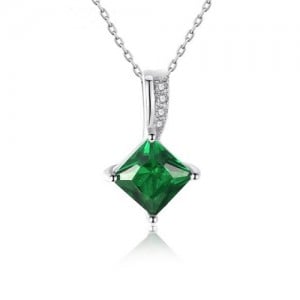 Green Gem Delicate Style 925 Sterling Silver Necklace
