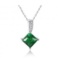 Green Gem Delicate Style 925 Sterling Silver Necklace