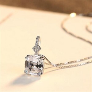 Morganite Embellished Pendant Design Premium Level 925 Sterling Silver Necklace - White