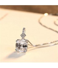 Morganite Embellished Pendant Design Premium Level 925 Sterling Silver Necklace - White