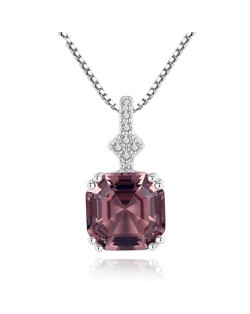 Morganite Embellished Pendant Design Premium Level 925 Sterling Silver Necklace - Light Brown