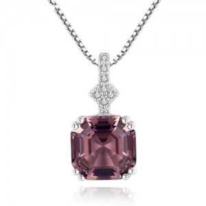 Morganite Embellished Pendant Design Premium Level 925 Sterling Silver Necklace - Light Brown