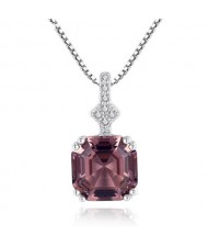 Morganite Embellished Pendant Design Premium Level 925 Sterling Silver Necklace - Light Brown