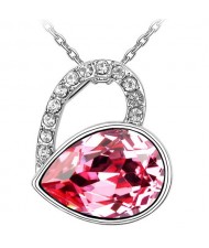Love At This Moment Austrian Crystal Pendant Necklace - Pink