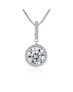 AAA Level Cubic Zirconia Inlaid Round Shape 925 Sterling Silver Necklace