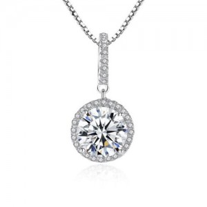AAA Level Cubic Zirconia Inlaid Round Shape 925 Sterling Silver Necklace