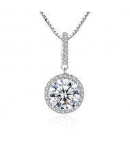AAA Level Cubic Zirconia Inlaid Round Shape 925 Sterling Silver Necklace