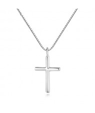Minimalist Style Cross Pendant 925 Sterling Silver Necklace