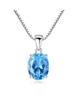 Aquamarine Gem Pendant 925 Sterling Silver Necklace