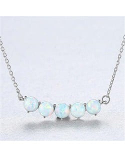 Natural Gem Balls Pendant Design 925 Sterling Silver Necklace - White