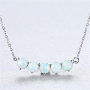 Natural Gem Balls Pendant Design 925 Sterling Silver Necklace - White