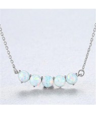 Natural Gem Balls Pendant Design 925 Sterling Silver Necklace - White