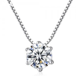 Six-claw Crystal Pendant Elegant Fashion 925 Sterling Silver Necklace