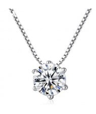 Six-claw Crystal Pendant Elegant Fashion 925 Sterling Silver Necklace