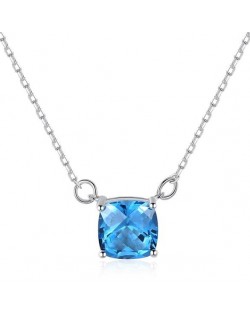 Natural Blue Gem Pendant 925 Sterling Silver Necklace 