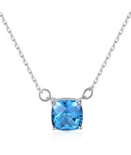 Natural Blue Gem Pendant 925 Sterling Silver Necklace 