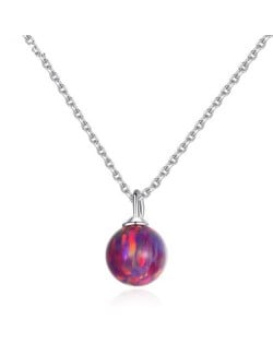 Natural Ball Gem Pendant 925 Sterling Silver Necklace - Red