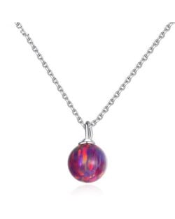 Natural Ball Gem Pendant 925 Sterling Silver Necklace - Red