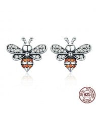 Bees Design 925 Sterling Silver Earrings