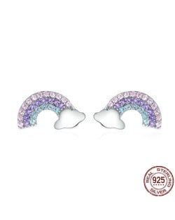 Cubic Zirconia Rainbow Cute Design 925 Sterling Silver Earrings