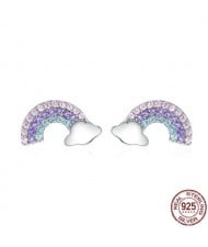 Cubic Zirconia Rainbow Cute Design 925 Sterling Silver Earrings