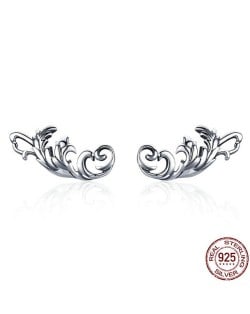 Vintage Floral Design 925 Sterling Silver Earrings