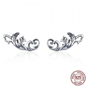 Vintage Floral Design 925 Sterling Silver Earrings