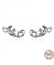 Vintage Floral Design 925 Sterling Silver Earrings