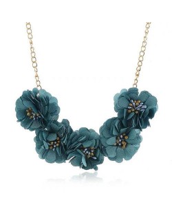 Sweet Cloth Flowers Women Fashion Necklace - Ink Blue