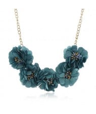 Sweet Cloth Flowers Women Fashion Necklace - Ink Blue