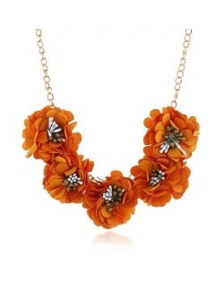 Sweet Cloth Flowers Women Fashion Necklace - Orange