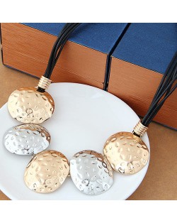 Coarse Texture Oval Shape Pendants Bold Fashion Necklace