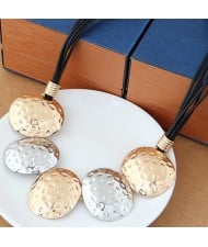 Coarse Texture Oval Shape Pendants Bold Fashion Necklace
