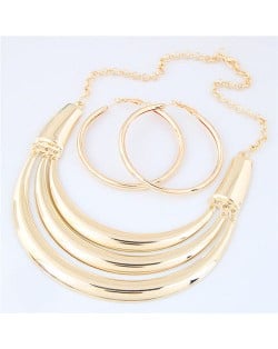 Glossy Golden Arch Design High Fashion Alloy Necklace