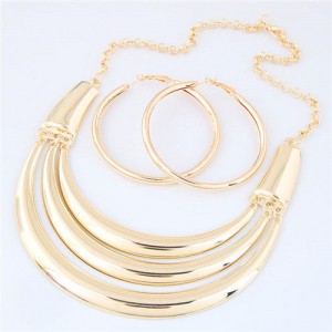 Glossy Golden Arch Design High Fashion Alloy Necklace