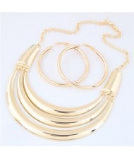 Glossy Golden Arch Design High Fashion Alloy Necklace